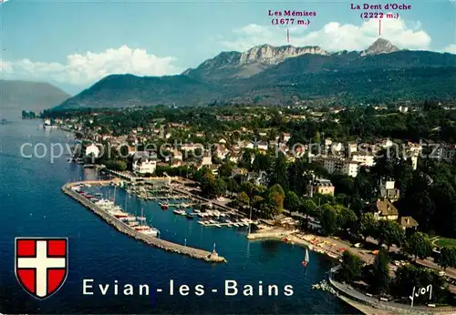 AK / Ansichtskarte Evian les Bains_Haute_Savoie Vue generale aerienne de la ville Le Port des Mouettes Evian les Bains_Haute