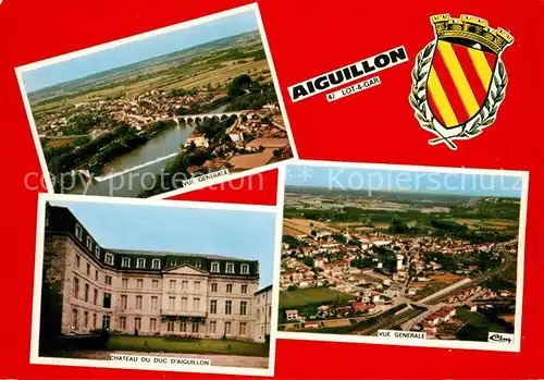 AK / Ansichtskarte Aiguillon Vue generale aerienne Chateau du Duc d Aiguillon Aiguillon