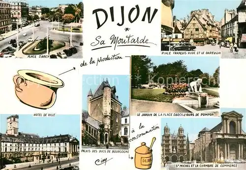 AK / Ansichtskarte Dijon_Cote_d_Or Place Darcy Place Francois Rude et le Bareuzai Hotel de Ville Jardin de la Place Carcy Palais des Dux de Bourgogne St Michel et la Chambre de Commerce Dijon_Cote_d_Or