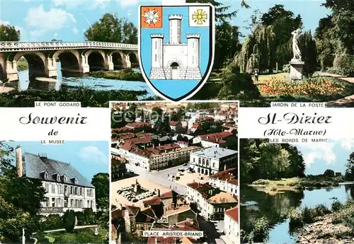 AK / Ansichtskarte Saint Dizier_Haute Marne Pont Godard Jardin de la Poste La Musee Place Aristide Briand Les Bords de Marne Saint Dizier Haute Marne