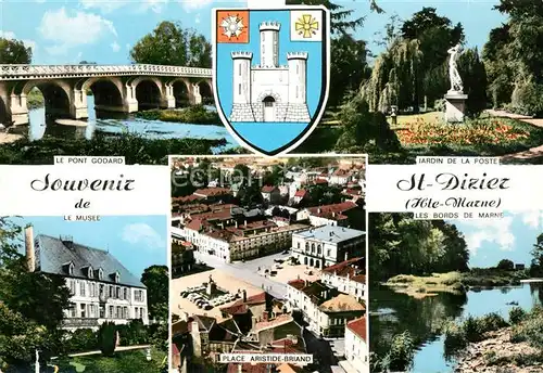 AK / Ansichtskarte Saint Dizier_Haute Marne Pont Godard Jardin de la Poste La Musee Place Aristide Briand Les Bords de Marne Saint Dizier Haute Marne