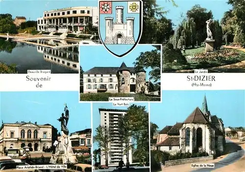 AK / Ansichtskarte Saint Dizier_Haute Marne Deauville Bragard Le Jardin Place Aristide Briand Hotel de Ville Eglise de la Noue Saint Dizier Haute Marne