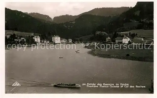 AK / Ansichtskarte Villers le Lac Entree des Bassins du Doubs Frontiere Franco Suisse et Col des Roches vue aerienne Villers le Lac
