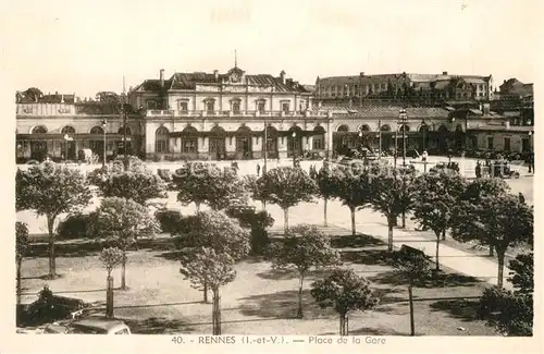 AK / Ansichtskarte Rennes Place de la Gare Rennes