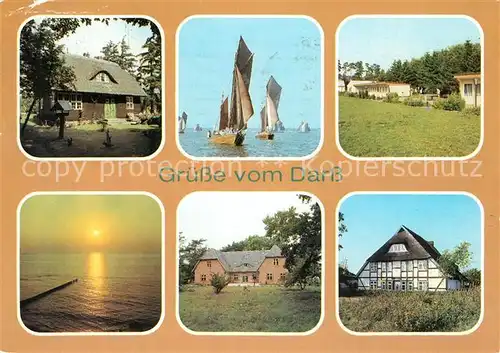 AK / Ansichtskarte Darss_Region_Ostsee Prerow Rohrdachhaus Zeesenbootregatta Born Jugendherberge Heinz Peters Wieck Fachwerkhaus  Darss_Region_Ostsee