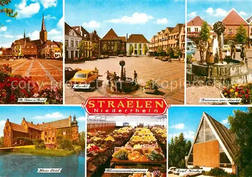 AK / Ansichtskarte Straelen Marktplatz Haus Coul Blumenversteigerun Kirchen Brunnen Straelen