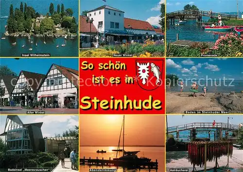 AK / Ansichtskarte Steinhude Fliegeraufnahme Insel Wilhelmstein Neuer Winkel Badeinsel Meeresrauschen Aalraeucherei Steinhude