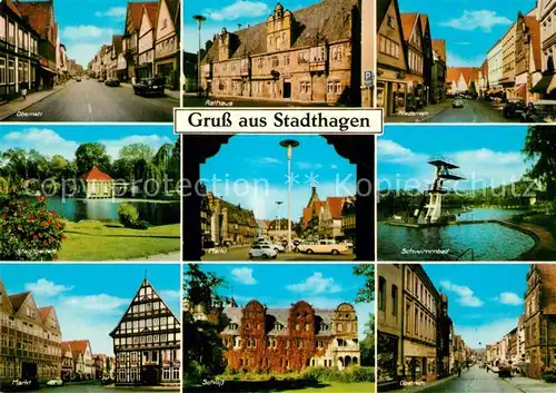 AK / Ansichtskarte Stadthagen Oberstrasse Stadtgarten Marktplatz Schloss Schwimmbad Niedernstrasse Stadthagen