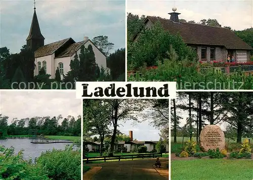 AK / Ansichtskarte Ladelund Kirche Seepartie Gedenkstein Ladelund