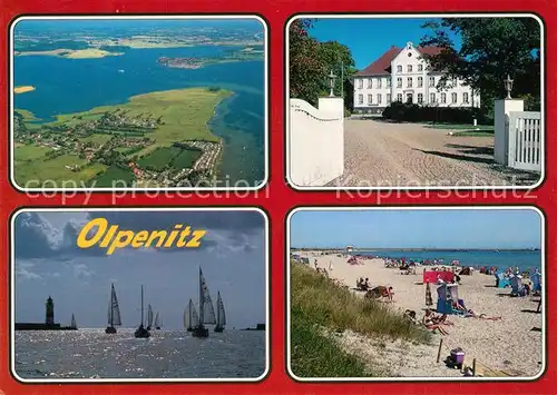 AK / Ansichtskarte Olpenitz Fliegeraufnahme Strand Segelboote Kappeln Olpenitz