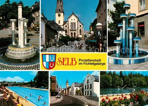 AK / Ansichtskarte Selb Porzellanstadt im Fichtelgebirge Freibad Brunnen  Selb