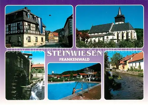 AK / Ansichtskarte Steinwiesen Wassermuehle Freibad Fachwerk  Steinwiesen