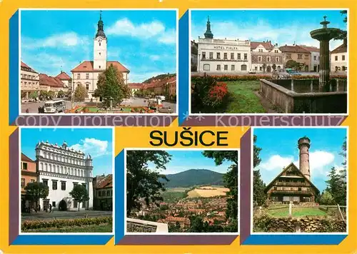 AK / Ansichtskarte Susice Hotel Fialka Rathaus Panorama Susice