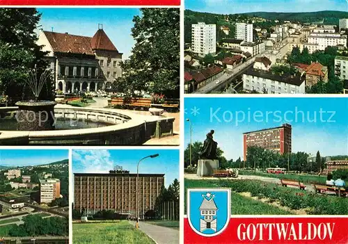 AK / Ansichtskarte Gottwaldov_Tschechien Interhotel Moskva Rathaus Denkmal Gottwaldov Tschechien