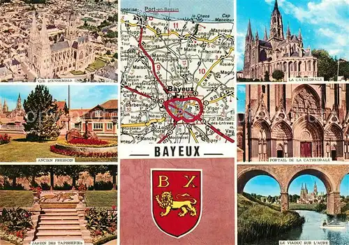 AK / Ansichtskarte Bayeux Fliegeraufnahme Cathedrale Viaduc sur L Aure Bayeux