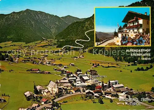 AK / Ansichtskarte Waidring_Tirol Sporthotel Tiroler Adler Alpengasthof Steinplatte Flugaufnahme Waidring Tirol