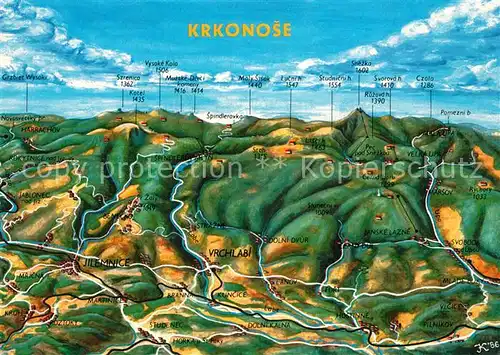 AK / Ansichtskarte Krkonose Panoramakarte Krkonose