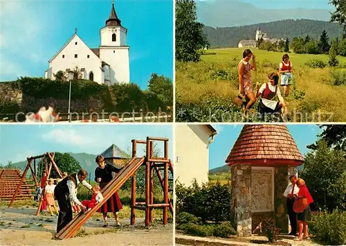 AK / Ansichtskarte St_Kathrein Spielplatz Kirche Wanderer  St_Kathrein