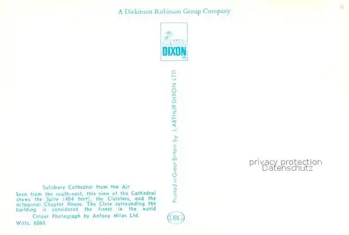 AK / Ansichtskarte Salisbury_Wiltshire Fliegeraufnahme Cathedral 