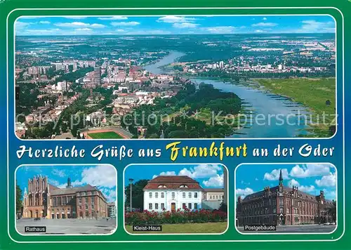 AK / Ansichtskarte Frankfurt_Oder Rathaus Kleist Haus Postgebaeude Fliegeraufnahme Frankfurt Oder