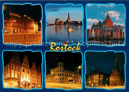 AK / Ansichtskarte Rostock_Mecklenburg Vorpommern Sehenswuerdigkeiten der Stadt bei Nacht Hafen Rostock