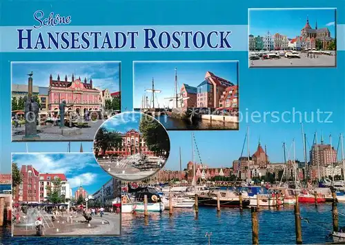 AK / Ansichtskarte Rostock_Mecklenburg Vorpommern Marktplatz Innenstadt Altstadt Hafen Segelschiffe Rostock