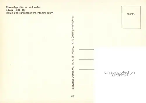 AK / Ansichtskarte Haslach_Kinzigtal Ehemaliges Kapuzinerkloster 17. Jhdt. heute Schwarzwaelder Trachtenmuseum Torbogen Haslach_Kinzigtal