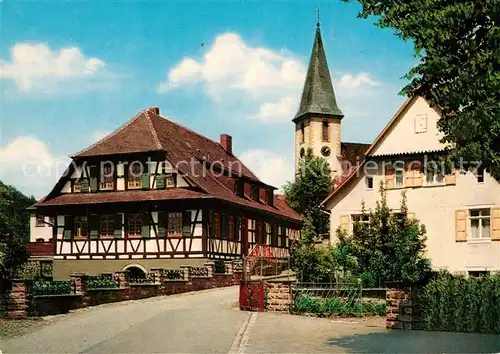 AK / Ansichtskarte Zell_Harmersbach Pfarrhofgraben Fachwerkhaus Kirche Zell Harmersbach
