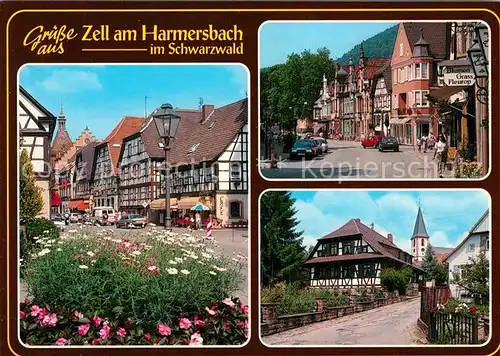 AK / Ansichtskarte Zell_Harmersbach Ortszentrum Fachwerkhaeuser Kirche Zell Harmersbach