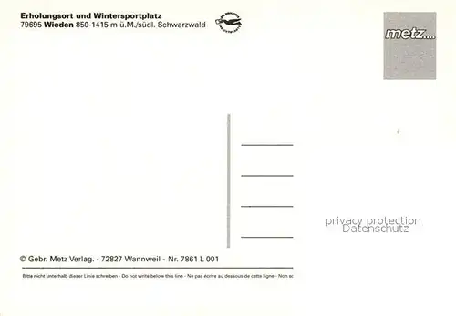 AK / Ansichtskarte Wieden_Schwarzwald Panorama Wieden Schwarzwald