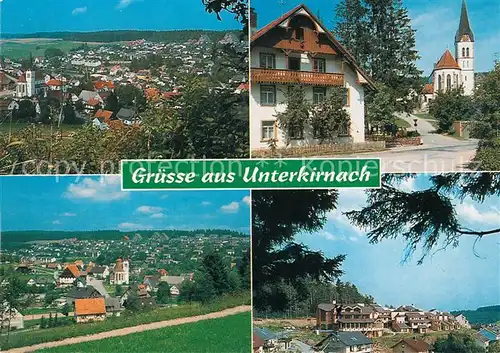 AK / Ansichtskarte Unterkirnach Ortsmotiv mit Kirche Wohnsiedlung Panorama Unterkirnach