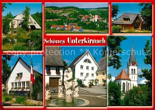 AK / Ansichtskarte Unterkirnach Muehle Brunnen Kirche Panorama Unterkirnach