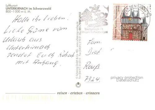 AK / Ansichtskarte Unterkirnach Muehle Brunnen Kirche Panorama Unterkirnach