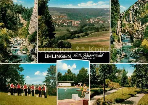 AK / Ansichtskarte uehlingen Birkendorf Landschaftspanorama Schwarzwald Felsen Parkanlagen Freibad Trachtengruppe uehlingen Birkendorf