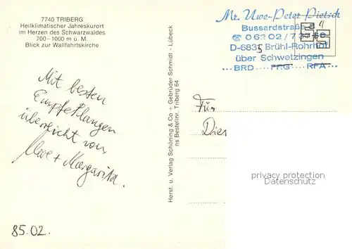 AK / Ansichtskarte Triberg_Schwarzwald Ortsansicht mit Wallfahrtskirche Kurort Triberg Schwarzwald