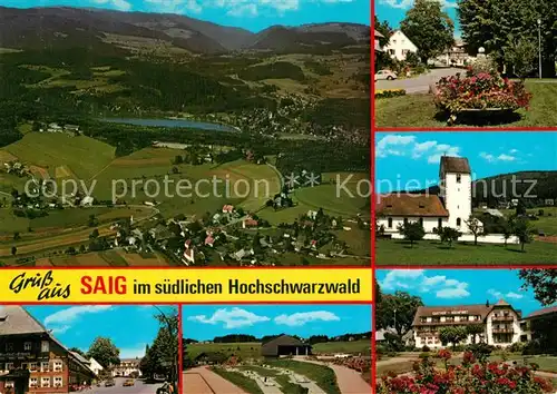 AK / Ansichtskarte Saig_Schwarzwald Teilansichten Kirche Hotel Restaurant Fliegeraufnahme Saig Schwarzwald