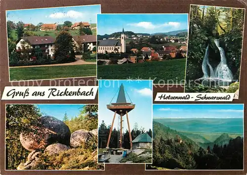 AK / Ansichtskarte Rickenbach_Hotzenwald Teilansichten Kirche Wasserfall Felsen Aussichtsturm Landschaftspanorama Rickenbach Hotzenwald