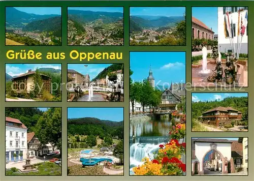 AK / Ansichtskarte Oppenau Panorama Renchtal Ortsansichten Kurhaeuser Wasserfall Brunnen Freibad Oppenau