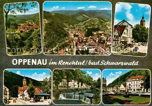 AK / Ansichtskarte Oppenau Panorama Renchtal Ortsansicht mit Kirche Wasserfall Park Oppenau