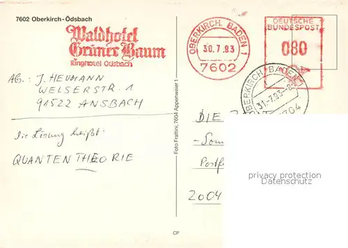 AK / Ansichtskarte oedsbach Landschaftspanorama Schwarzwald Kirche oedsbach