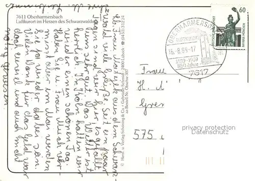 AK / Ansichtskarte Oberharmersbach Ortsansicht mit Kirche Hauptstrasse Kurpark Luftkurort im Schwarzwald Oberharmersbach