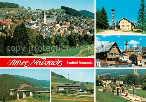 AK / Ansichtskarte Neustadt_Schwarzwald Gesamtansicht Hauptstrasse Minigolf Aussichtsturm Gutachtalbruecke Neustadt_Schwarzwald