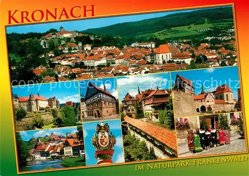 AK / Ansichtskarte Kronach_Oberfranken Stadtpanorama Veste Rosenberg Altstadt Fachwerkhaus Stadtmauer Trachten Kronach Oberfranken