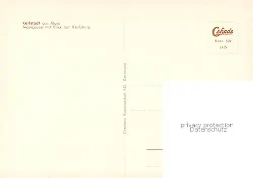 AK / Ansichtskarte Karlstadt_Main Maingasse mit Blick zur Karlsburg Karlstadt_Main
