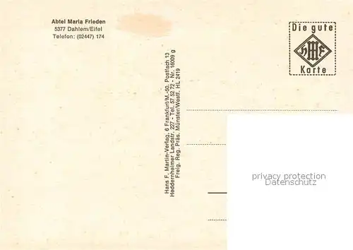 AK / Ansichtskarte Dahlem_Eifel Abtei Maria Frieden Fliegeraufnahme Dahlem_Eifel