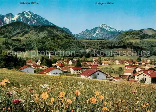 AK / Ansichtskarte Bergen_Chiemgau Gesamtansicht mit Hochfelln und Hochgern Chiemgauer Alpen Bergen Chiemgau
