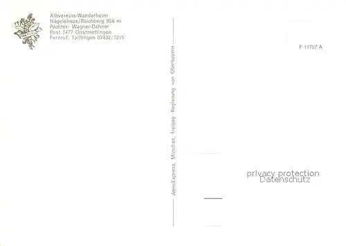 AK / Ansichtskarte Onstmettingen Albvereins Wanderheim Naegelehaus Raichberg Fliegeraufnahme Onstmettingen