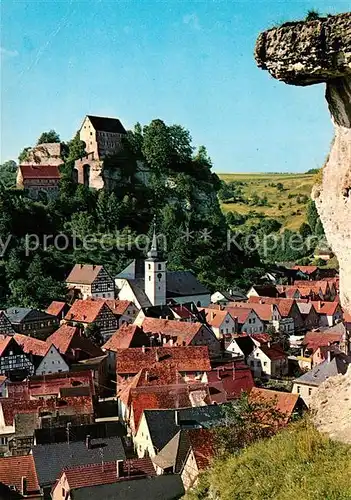 AK / Ansichtskarte Pottenstein_Oberfranken Teilansicht Luftkurort Fraenkische Schweiz Felsen Burg Pottenstein_Oberfranken