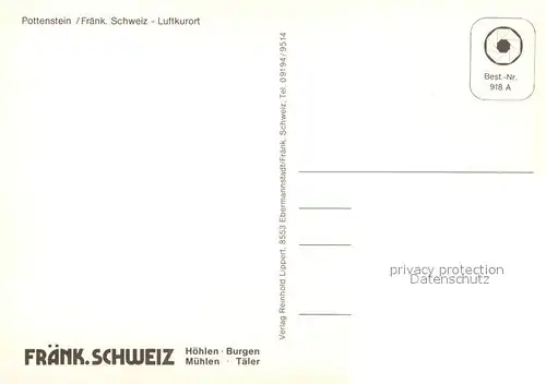 AK / Ansichtskarte Pottenstein_Oberfranken Teilansicht Luftkurort Fraenkische Schweiz Felsen Burg Pottenstein_Oberfranken