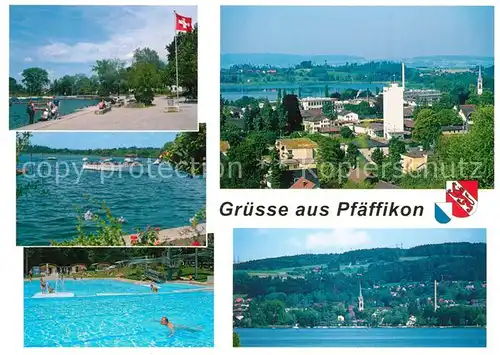 AK / Ansichtskarte Pfaeffikon_ZH Stadtpanorama Uferpromenade Zuerichsee Freibad Pfaeffikon ZH